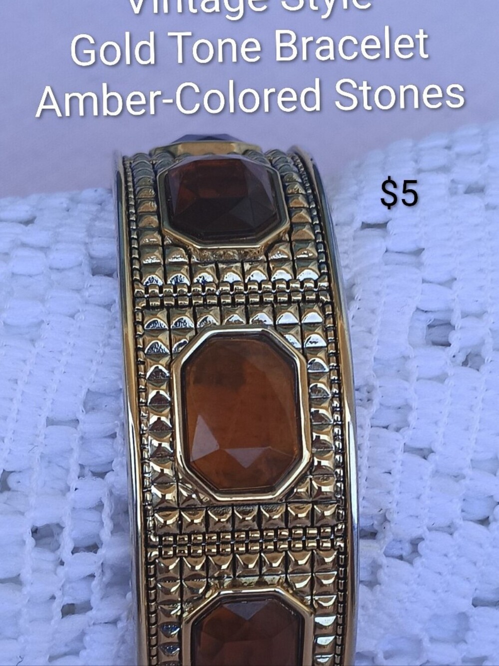 Gold-Tone Bracelet with Amber-Colored Stones